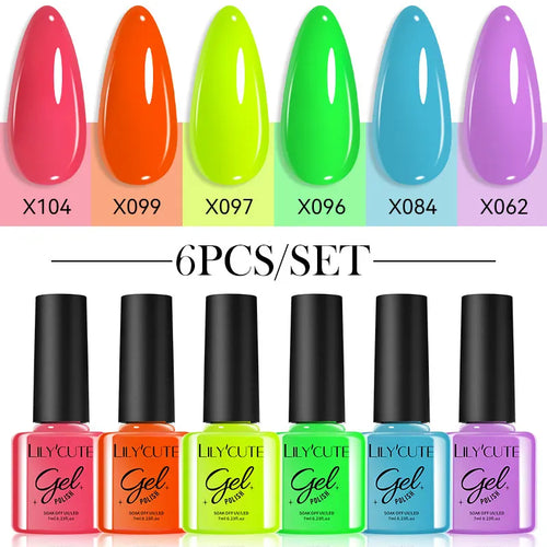 LILYCUTE 6Pcs/set 7ml Coffee Series Gel Nail Polish Kit 125 Colors