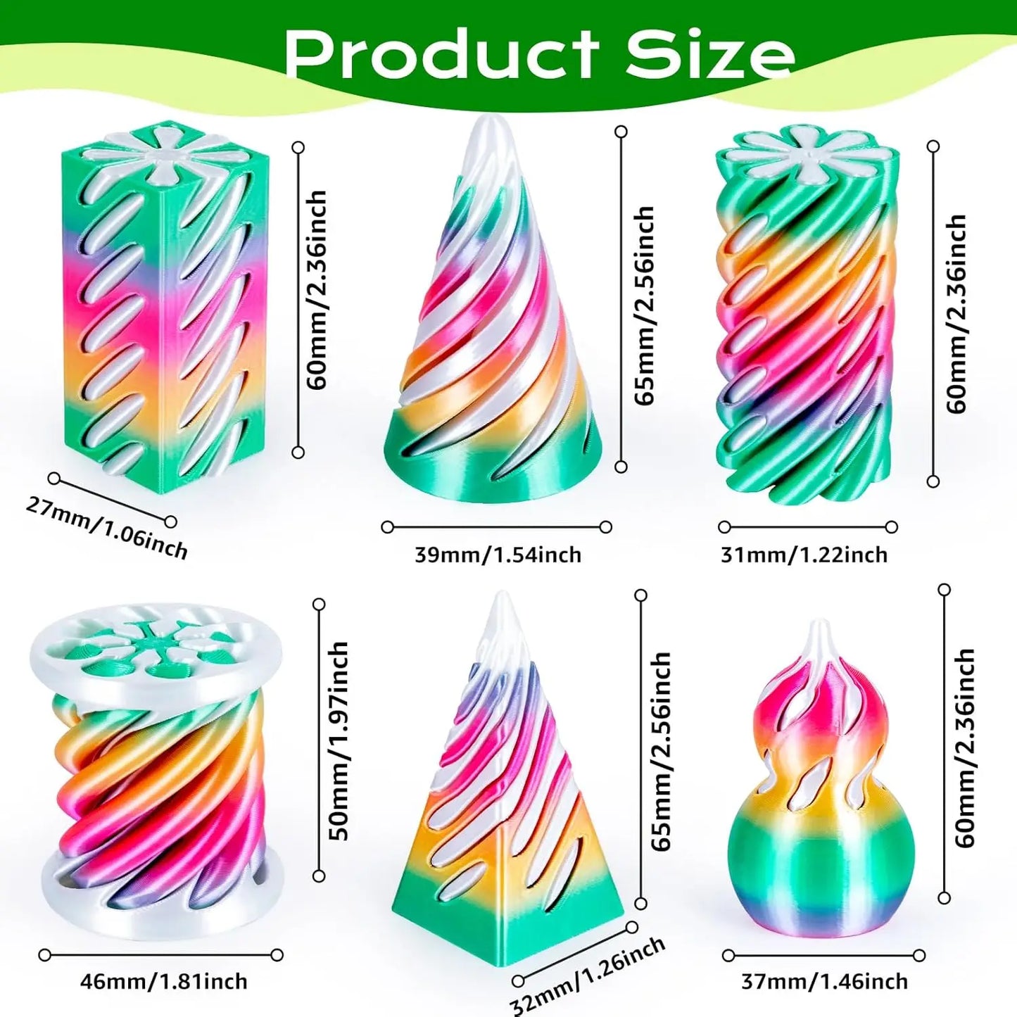 3D Printed Spiral Cone Fidget Toy Impossible Passthrough Pyramid