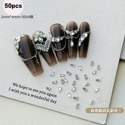 1Bag 3D AB/Clear Mixed-Shaped Round Nail Art Charms Sparkly Flatback