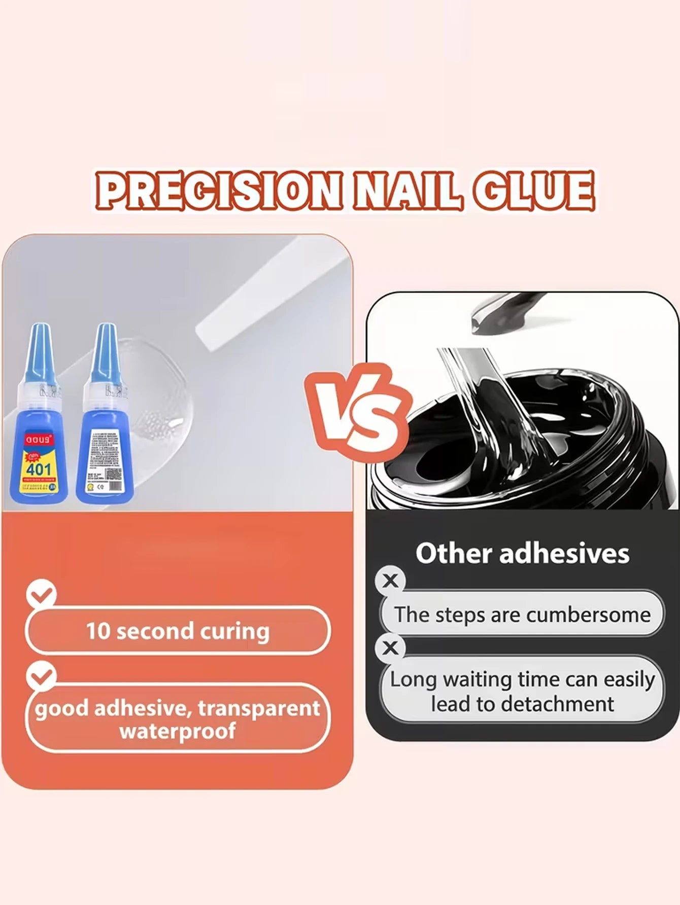 1/2/5 pieces of Super Fast Adhesive 401 Nail Tip Glue - a must-have