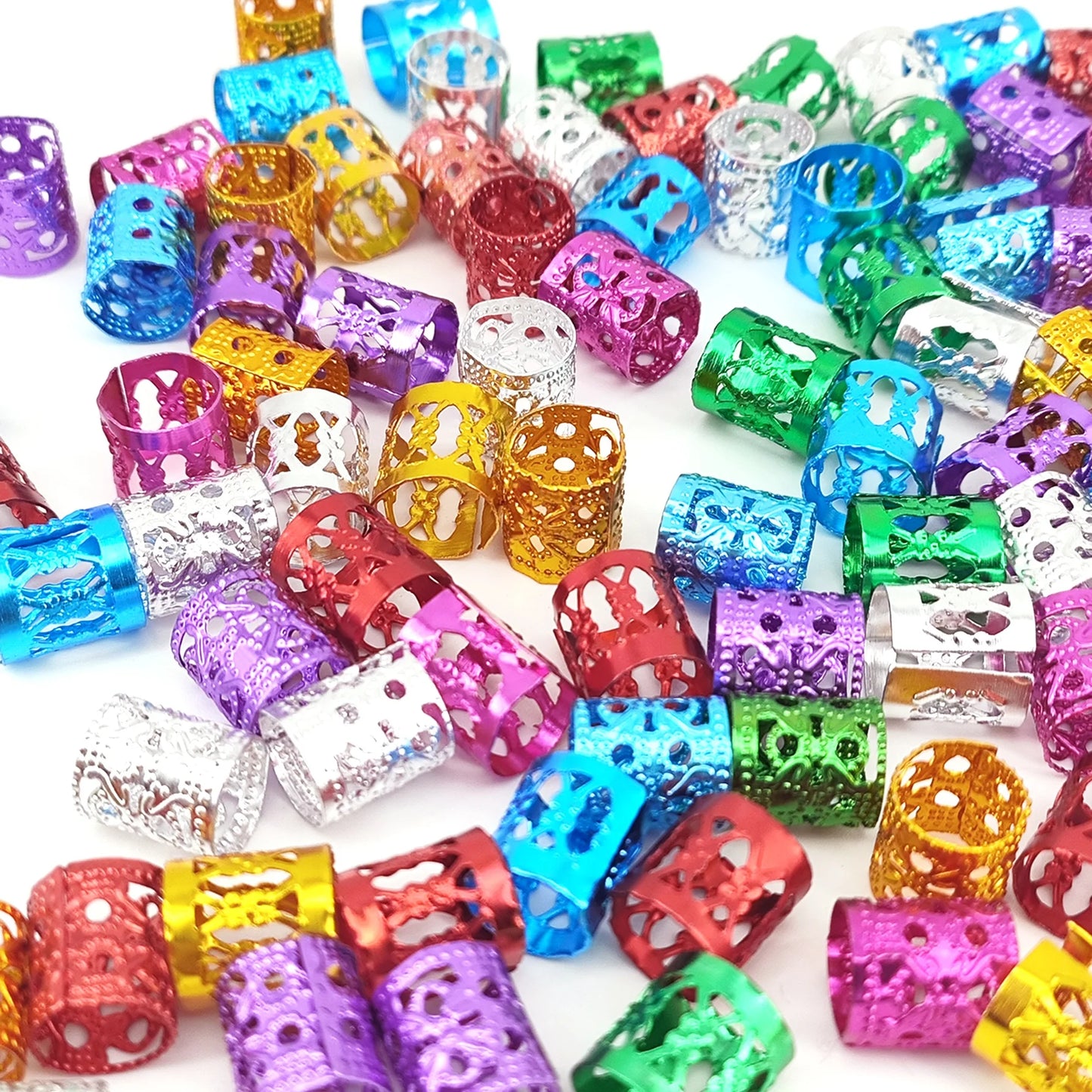 100PCS Multicolor Rings Dreadlocks Beads for Women and Girls, Braid