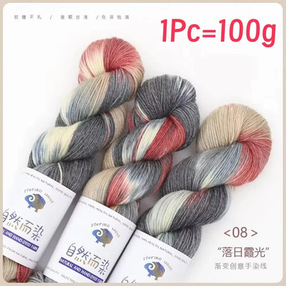 1Pc 100g/roll Merino Wool Yarn Handmade Dyed Wool Yarn Soft Sweater