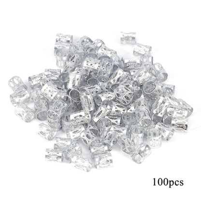 100pcs Hollow Out Hair Ring,Dreadlocks Beads Hair BraidRings Clips