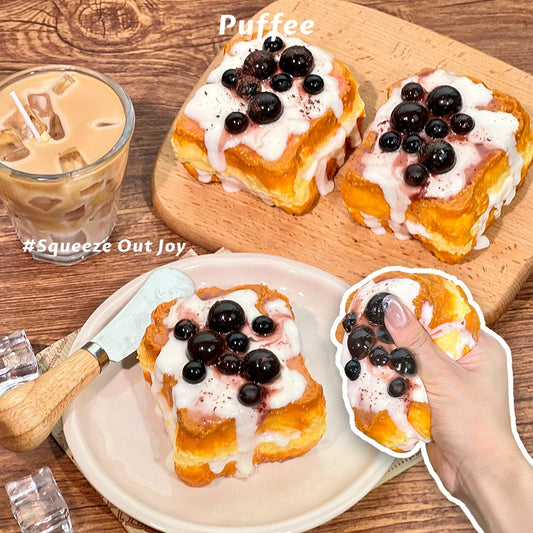 Boba Toast Food-grade Silicone Squishy Toy, Handmade Taba Squishy,