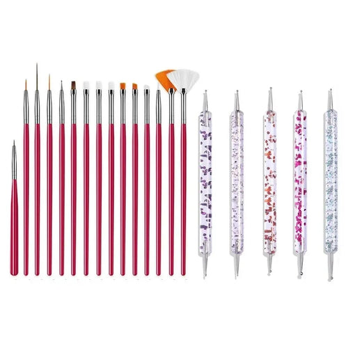 5/20Pcs Nail Art Brush Design Tip Painting Drawing Carving Dotting Pen