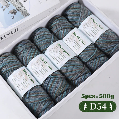 500g Gradient Dyed Rainbow Alpaca Wool Yarn, Thick Yarn for Hand