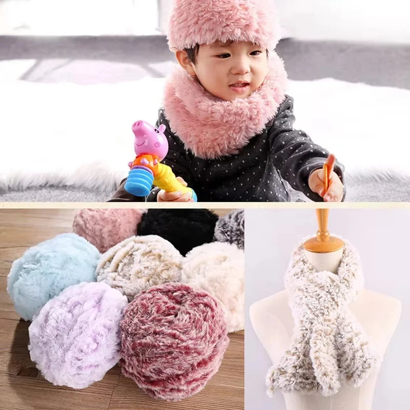 Skeins Faux Fur Yarn Soft Fluffy for Crocheting Fur Mink Hat Hand