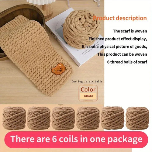 6 Thread Balls+1 Teddy Bear Jewelry Handmade Gift Woven Scarf Thread