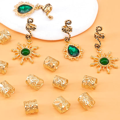 14PCS Sun Pattern Alloy Filigree Inlaid Rhinestone Teardrop Pendant