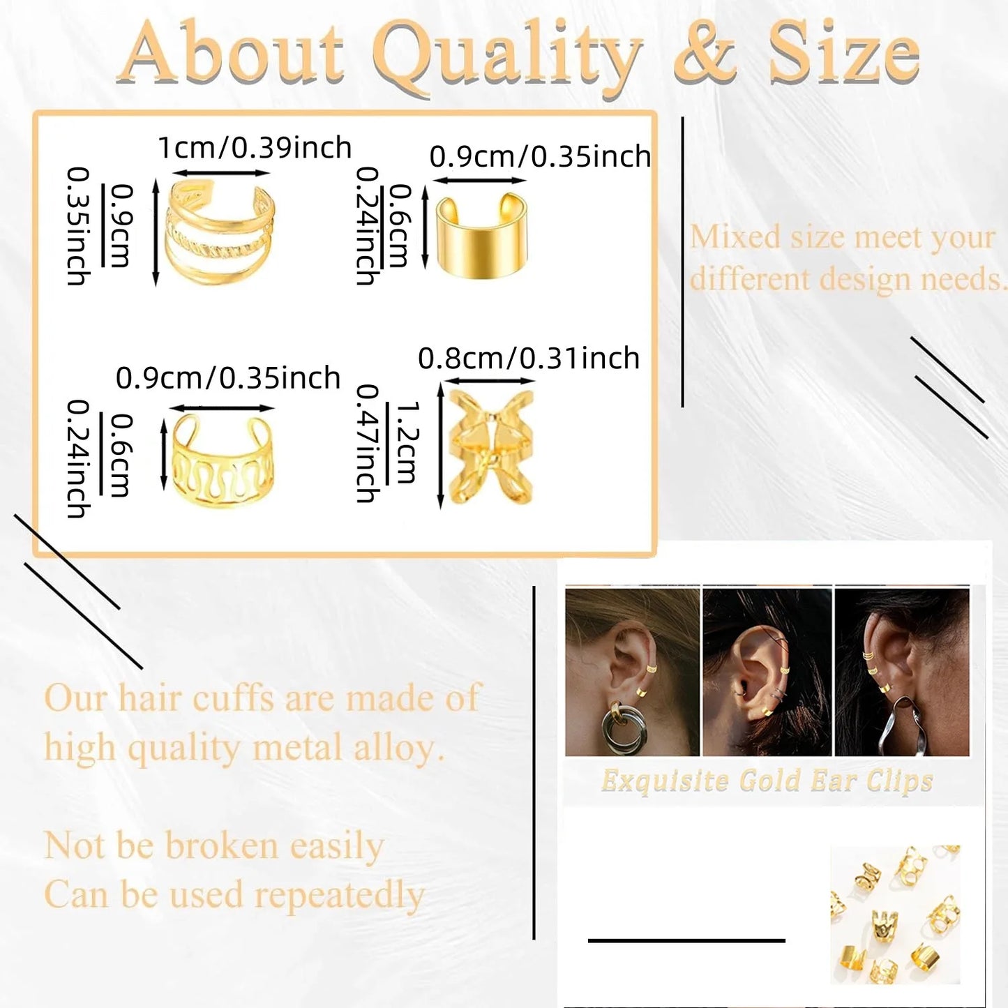 40PCS Hair Jewelry for Braids  Hair Cuffs Multi Style Rings Adjustable