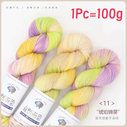 1Pc 100g/roll Merino Wool Yarn Handmade Dyed Wool Yarn Soft Sweater