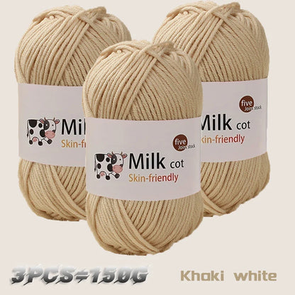 150g milk yarn handmade medium coarse DIY weaving yarn ball for