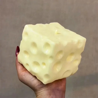 *-*Jumbo Cheese Cube Stress Ball Big Cheese Shapeable Squeeze Ball