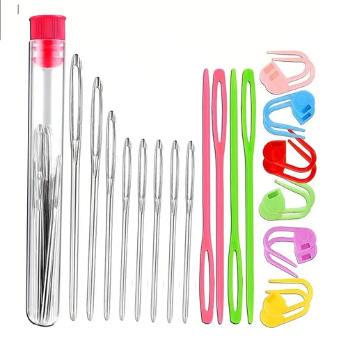 Sewing Knitting Kits Large Eye Blunt Yarn Needles & Plastic Weaving