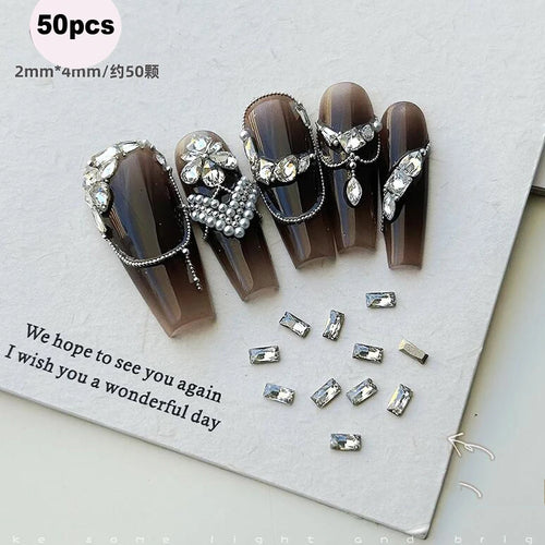 1Bag 3D AB/Clear Mixed-Shaped Round Nail Art Charms Sparkly Flatback