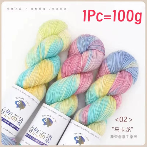 1Pc 100g/roll Merino Wool Yarn Handmade Dyed Wool Yarn Soft Sweater