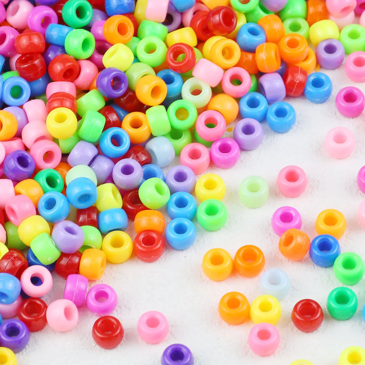 100/200/400pcs 6x9mm Solid Color Large Hole Pony Beads DIY Jewelry