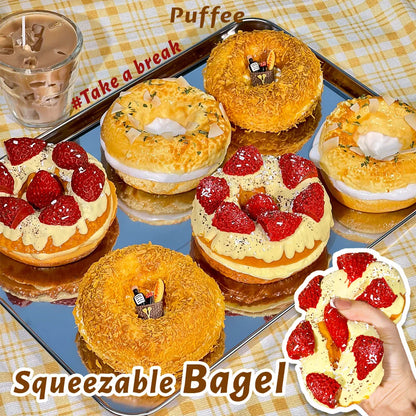Bagel Food-grade Silicone Squishy, Creamy Soft Adhesive Toy, Taba