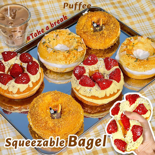 Bagel Food-grade Silicone Squishy, Creamy Soft Adhesive Toy, Taba