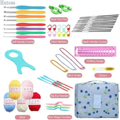 FELE 59Pcs/Set Portable Crochet Knitting Set DIY Beginner Crochet Hook