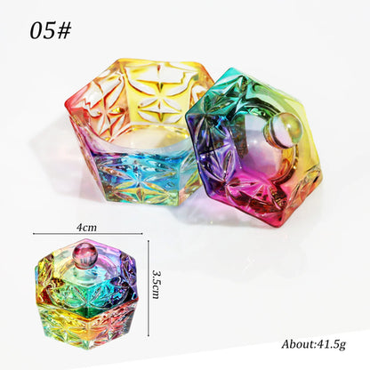 1pcs Pink Crystal Glass Dappen Dish Acrylic Powder Liquid Holder