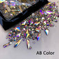 1Bag 3D AB/Clear Mixed-Shaped Round Nail Art Charms Sparkly Flatback