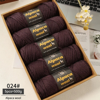 500g Alpaca Wool 245 Chunky Knitting Yarn Multi-Color Autumn and