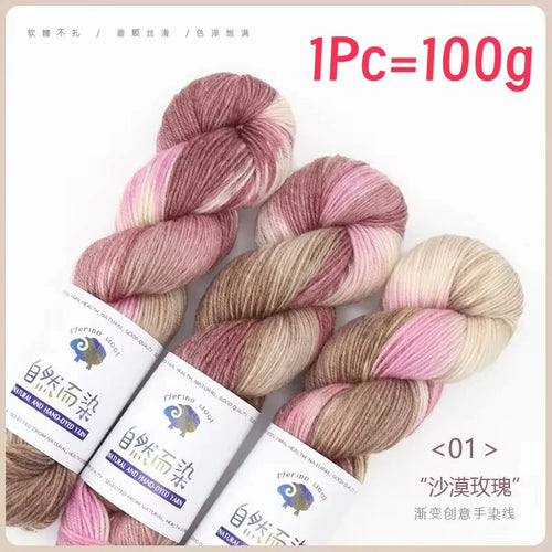 1Pc 100g/roll Merino Wool Yarn Handmade Dyed Wool Yarn Soft Sweater