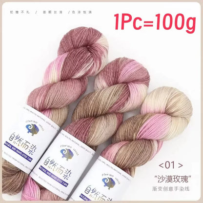 1Pc 100g/roll Merino Wool Yarn Handmade Dyed Wool Yarn Soft Sweater