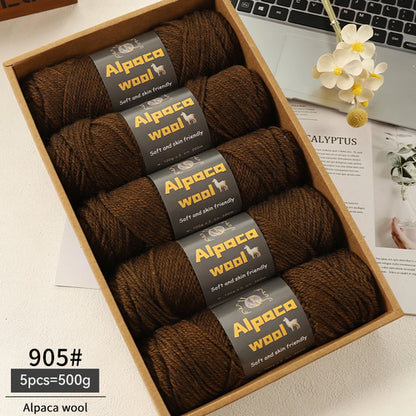 500g Alpaca Wool 245 Chunky Knitting Yarn Multi-Color Autumn and
