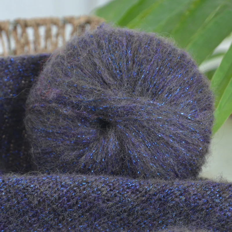 250g Large Bag of Colorful Glittery Wool Mohair Yarn, DIY Materials