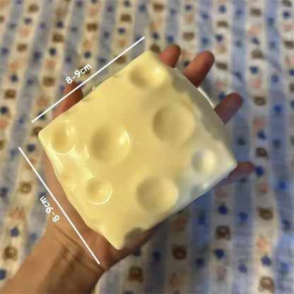 *-*Jumbo Cheese Cube Stress Ball Big Cheese Shapeable Squeeze Ball