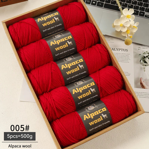500g Alpaca Wool 245 Chunky Knitting Yarn Multi-Color Autumn and