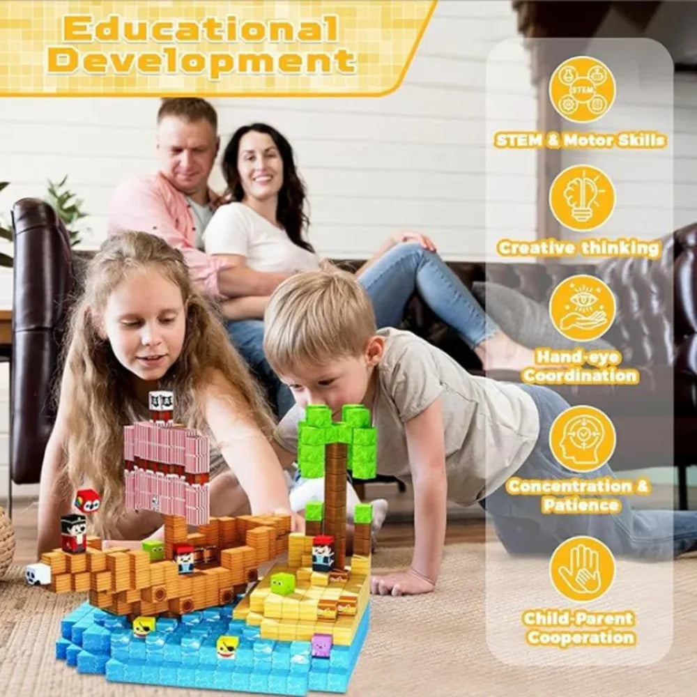 10-500PCS Magnetic Building Blocks Toy DIY Magnet Set Bricks Mini