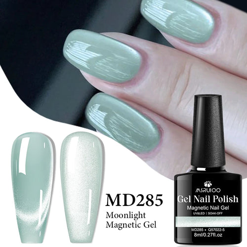 MSRUIOO 8ml Moonlight Cat Magnetic Nail Gel Polish Glitter Pink Silver