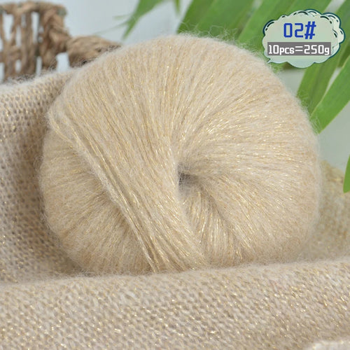 250g Large Bag of Colorful Glittery Wool Mohair Yarn, DIY Materials