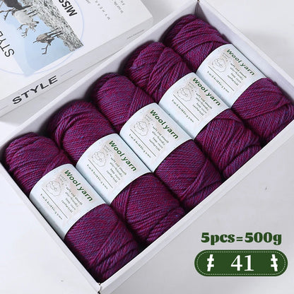 500g Gradient Dyed Rainbow Alpaca Wool Yarn, Thick Yarn for Hand
