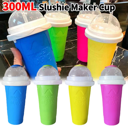 300ML Slushie Maker Cup Silicone Portable Smoothie Squeeze Cup Quick