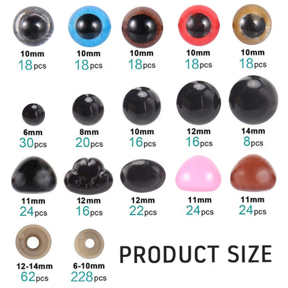 Plastic Safety Eyes and Noses For Toys Doll Crafts Teddy Bear Dolls