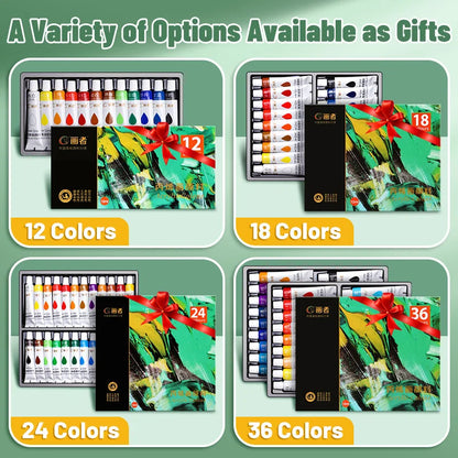 Vibrant Acrylic Paint Set 12/18/24/36 Colors,12ml/0.42oz Acrylic