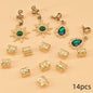 14PCS Sun Pattern Alloy Filigree Inlaid Rhinestone Teardrop Pendant