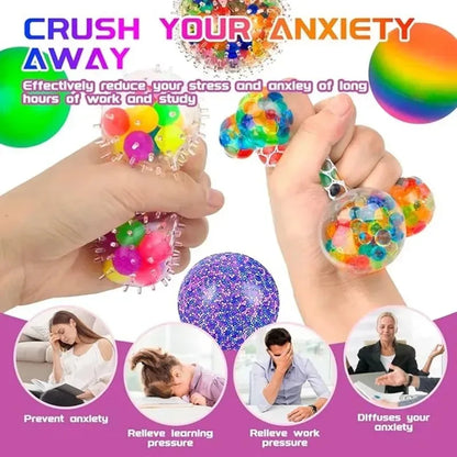 Rainbow Squeeze Ball Set (6PCS), Mini Durable Stress Relief Balls,