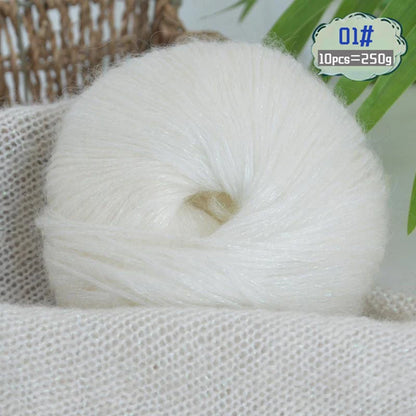 250g Large Bag of Colorful Glittery Wool Mohair Yarn, DIY Materials