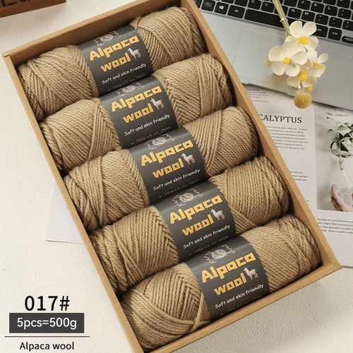 500g Alpaca Wool 245 Chunky Knitting Yarn Multi-Color Autumn and