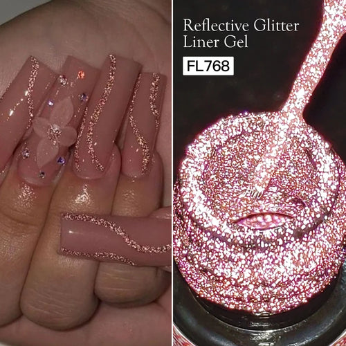 FOUR LILY 5ml Reflective Glitter Liner Nail Gel Polish Gold Silver Red
