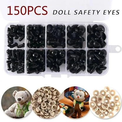 150pcs DIY Doll Safety Eyes Multiple Sizes DIY Craft Stuffed Animals