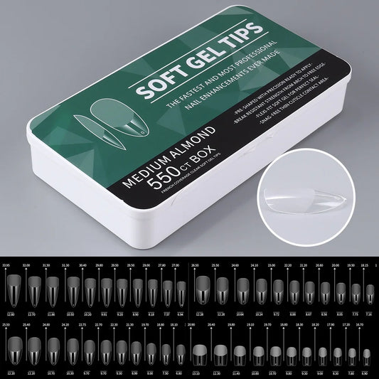 550pcs Soft Gel Nail Tips Medium Short Almond Coffin Full Cover Matte