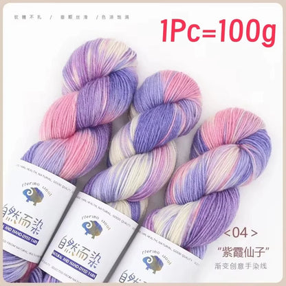 1Pc 100g/roll Merino Wool Yarn Handmade Dyed Wool Yarn Soft Sweater