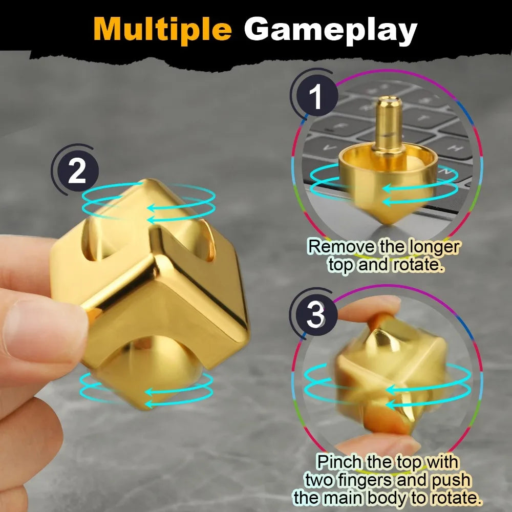 Alloy Cube Spinner Fingertip Gyroscope Fidget Anti Stress Toys Adult