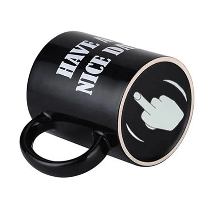 Ceramic Coffee Mug with Vertical Middle Finger Creative Relaxed
